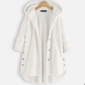 Women's Temperament Pure Color Hooded Double-sided Velvet Sweatshirt Coat