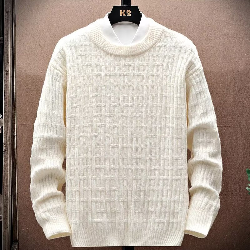 Winter Crew Neck Sweater - Men's Loose Outerwear Knitwear