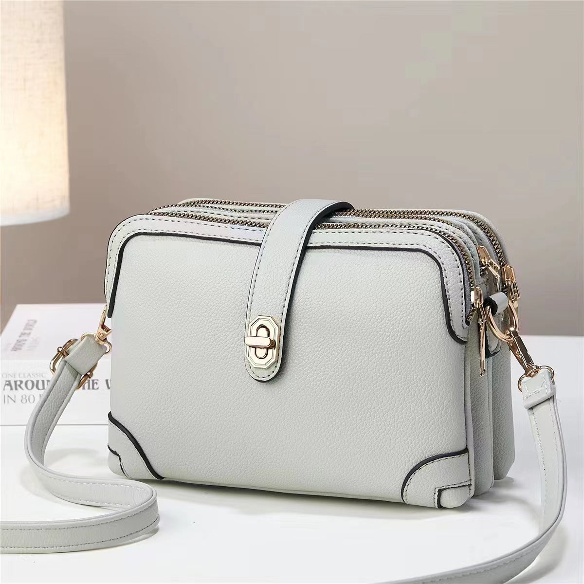 Multi-layer Lychee Pattern Simple Texture Soft Style Multi-functional Shoulder Bag - Minihomy