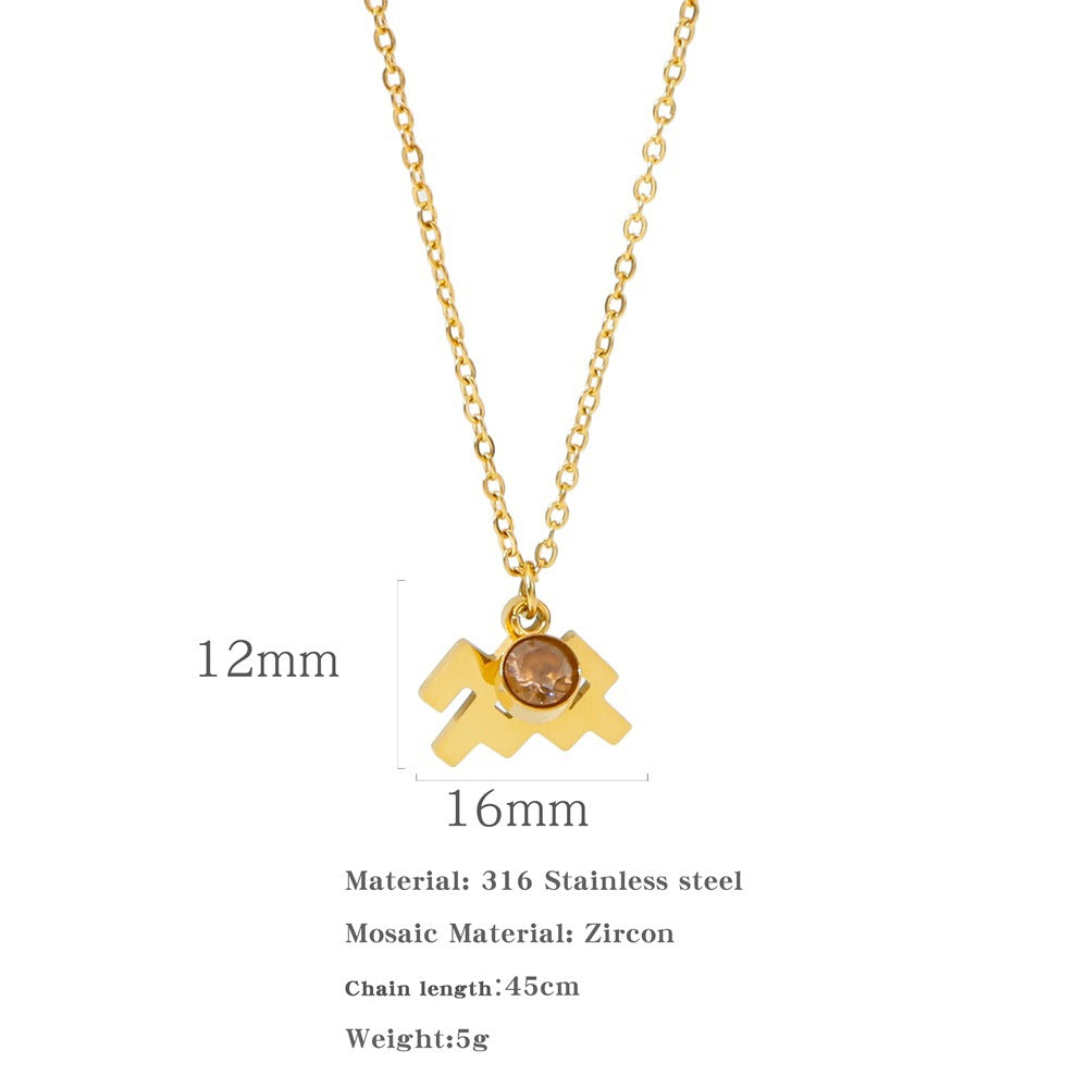 Necklace Stainless Steel Zircon Ornament: Adorn Yourself with Celestial Elegance - Minihomy