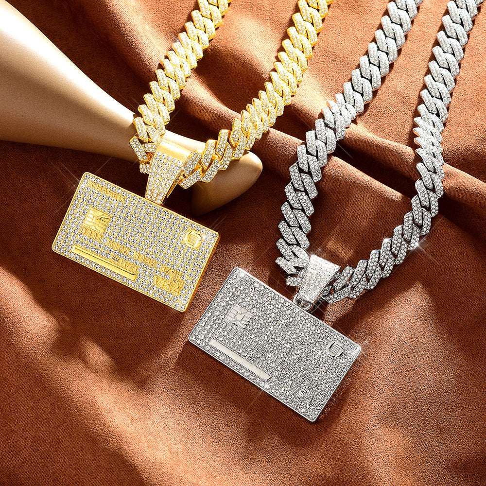 Full Diamond Bank Card Hip Hop Pendant Necklace Creative - Minihomy