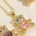 Copper Micro Inlaid Zircon Bear Love Gem Necklace - Minihomy