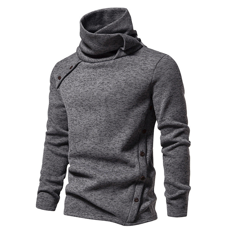 Men's Cascading Collar Sweater Coat Jacquard Pullover Sports Sweater - Minihomy