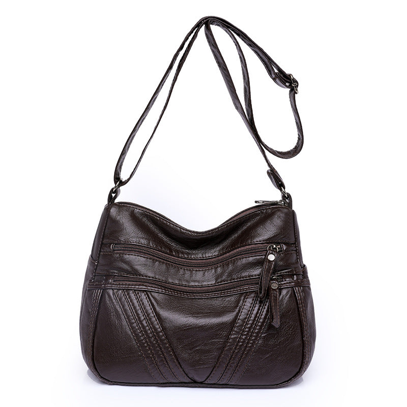 Women's Casual Crossbody Soft Leather Multi-pocket Shoulder Bag