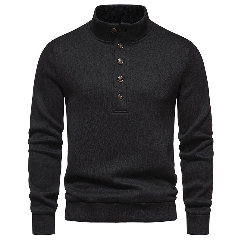 Men's Turtleneck Buttons Pullover Casual Loose - Minihomy