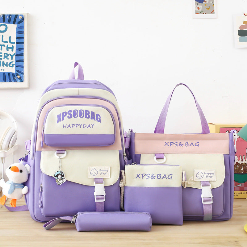 4-Piece School Backpack Set for Junior & Senior High School Students - Minihomy