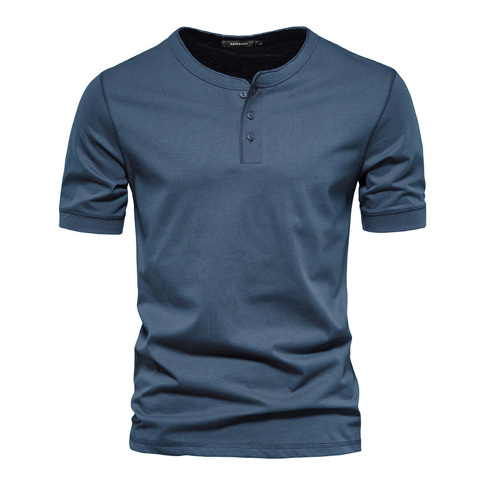 Men's Solid Color Slim Round Neck Short Sleeve T-shirt - Minihomy