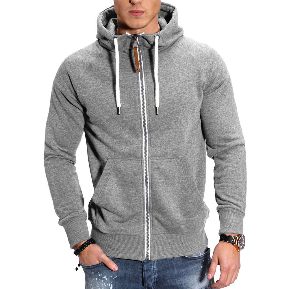 Men's Sports Fleece Cardigan Multicolor Hoodie - Minihomy