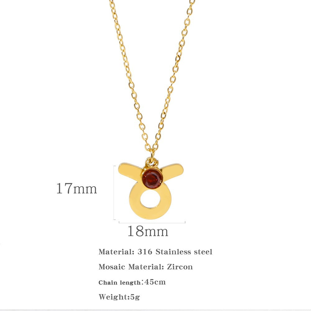 Necklace Stainless Steel Zircon Ornament: Adorn Yourself with Celestial Elegance - Minihomy