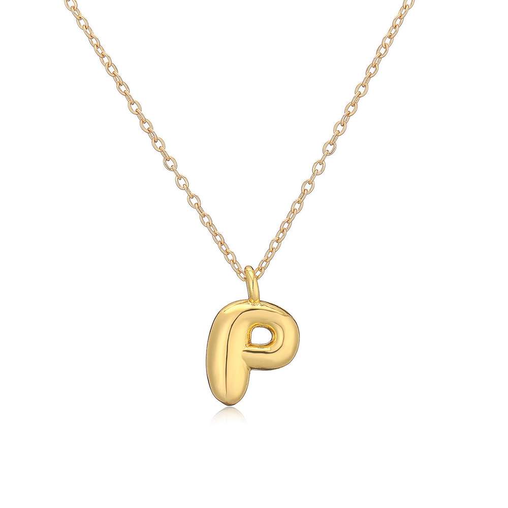 Copper Plated Gold 26 English Letters Pendant Necklace Niche Personality Clavicle Chain - Minihomy