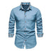 Men's Casual Denim Long-sleeved Shirt - Minihomy