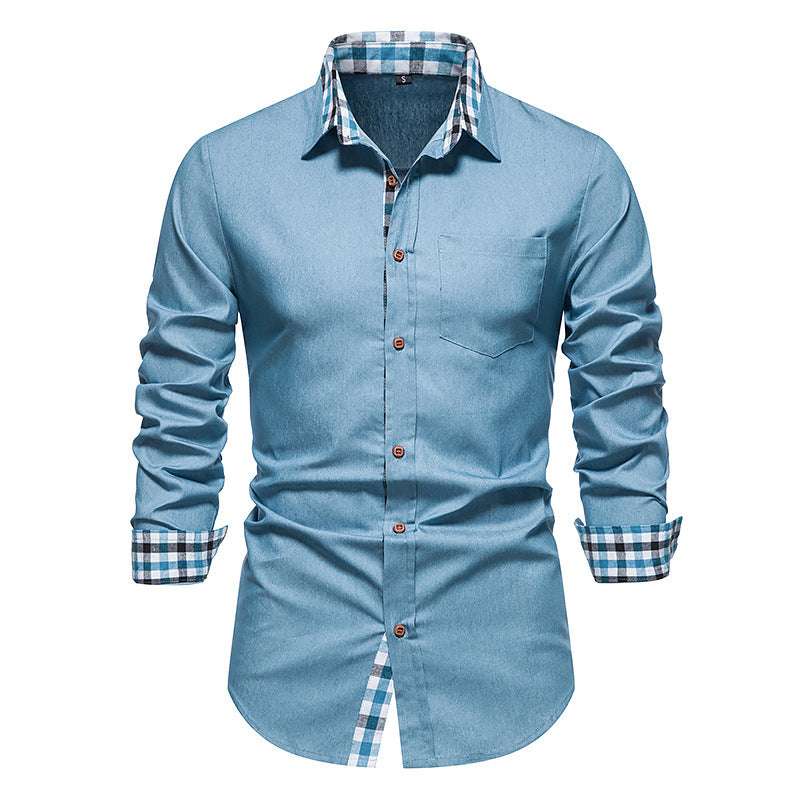 Men's Casual Denim Long-sleeved Shirt - Minihomy