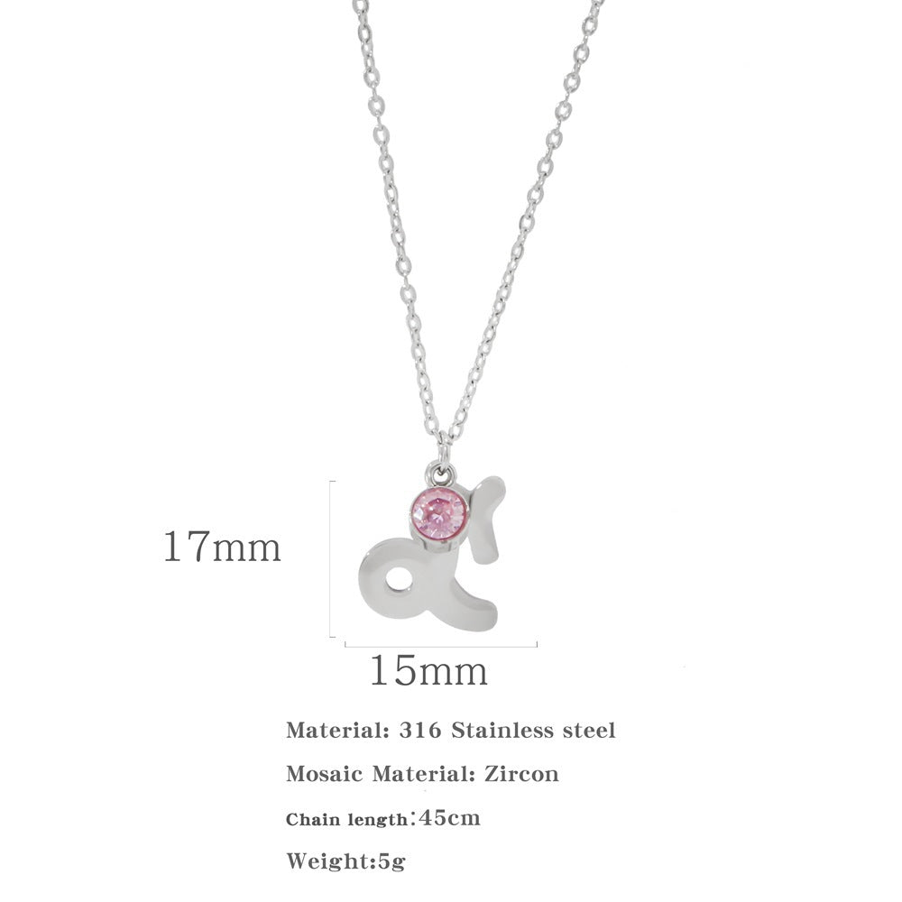 Necklace Stainless Steel Zircon Ornament: Adorn Yourself with Celestial Elegance - Minihomy