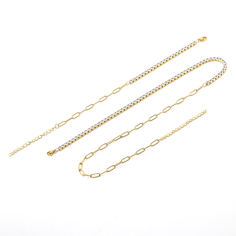 Stainless Steel Diamond-studded Necklace Female 18K Gold