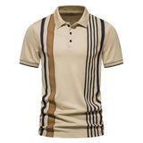 Striped Printed Plus Size Lapels Men's Short Sleeve