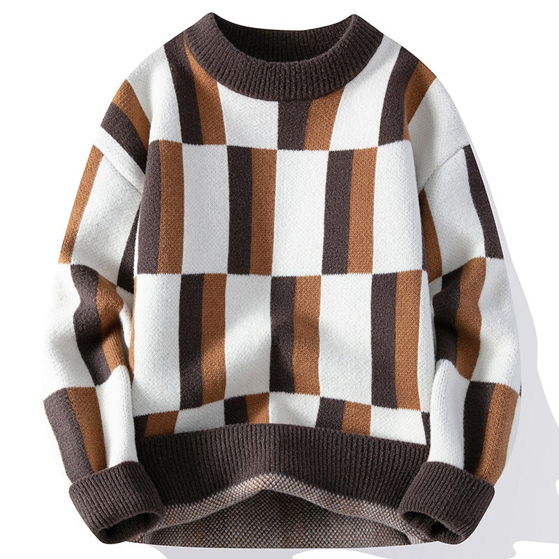 Men's Round Neck Multicolor Sweater Simple Knitwear - Minihomy