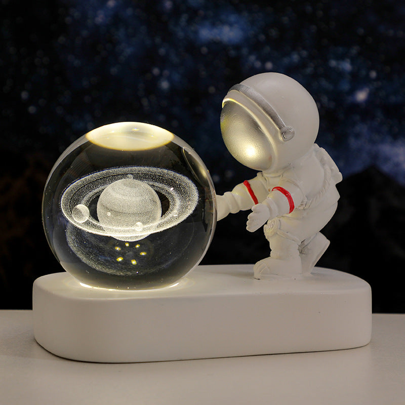 Glowing Planetary Galaxy Astronaut Crystal Ball Night Light - Minihomy