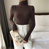 All-matching Solid Color Turtleneck Bottoming Shirt Women's Slim-fit Long Sleeve - Minihomy