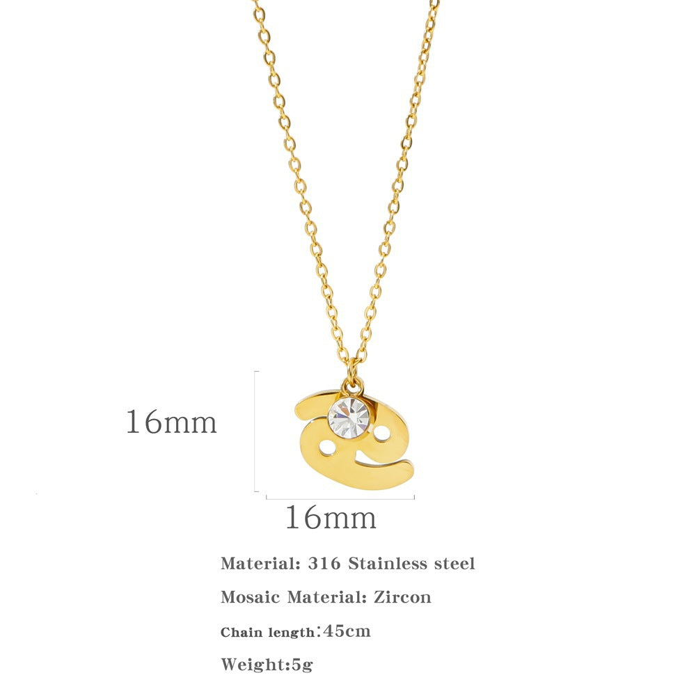 Necklace Stainless Steel Zircon Ornament: Adorn Yourself with Celestial Elegance - Minihomy