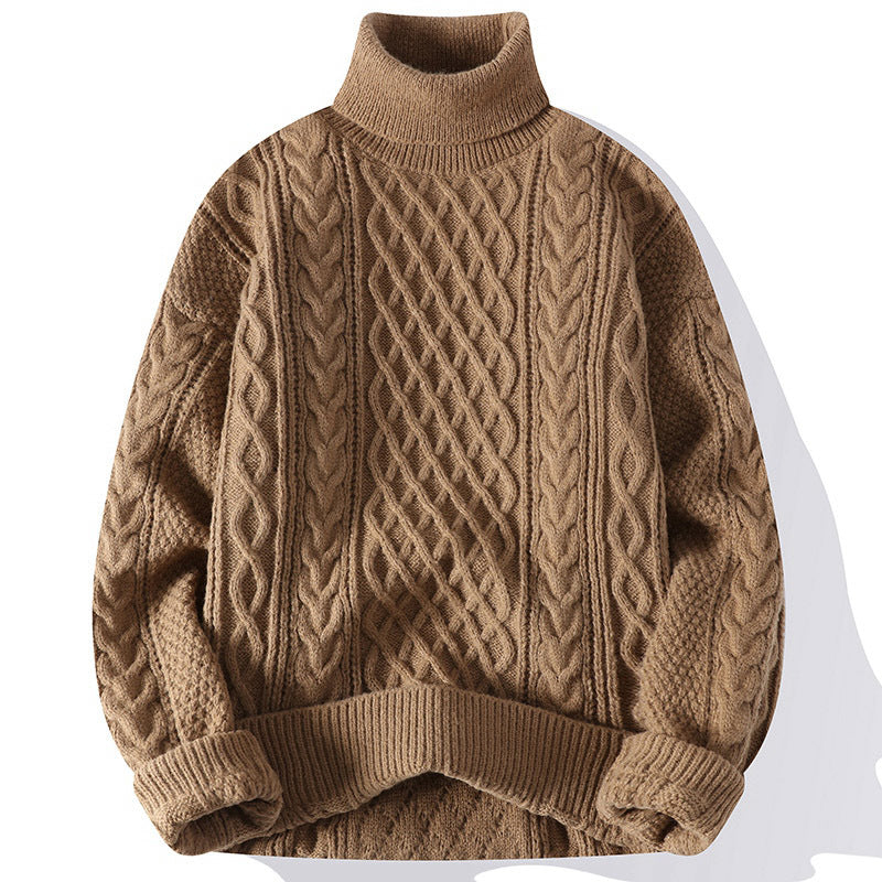 Vintage Jacquard Turtleneck Thick Sweater Men: Embrace Classic Style with a Modern Twist