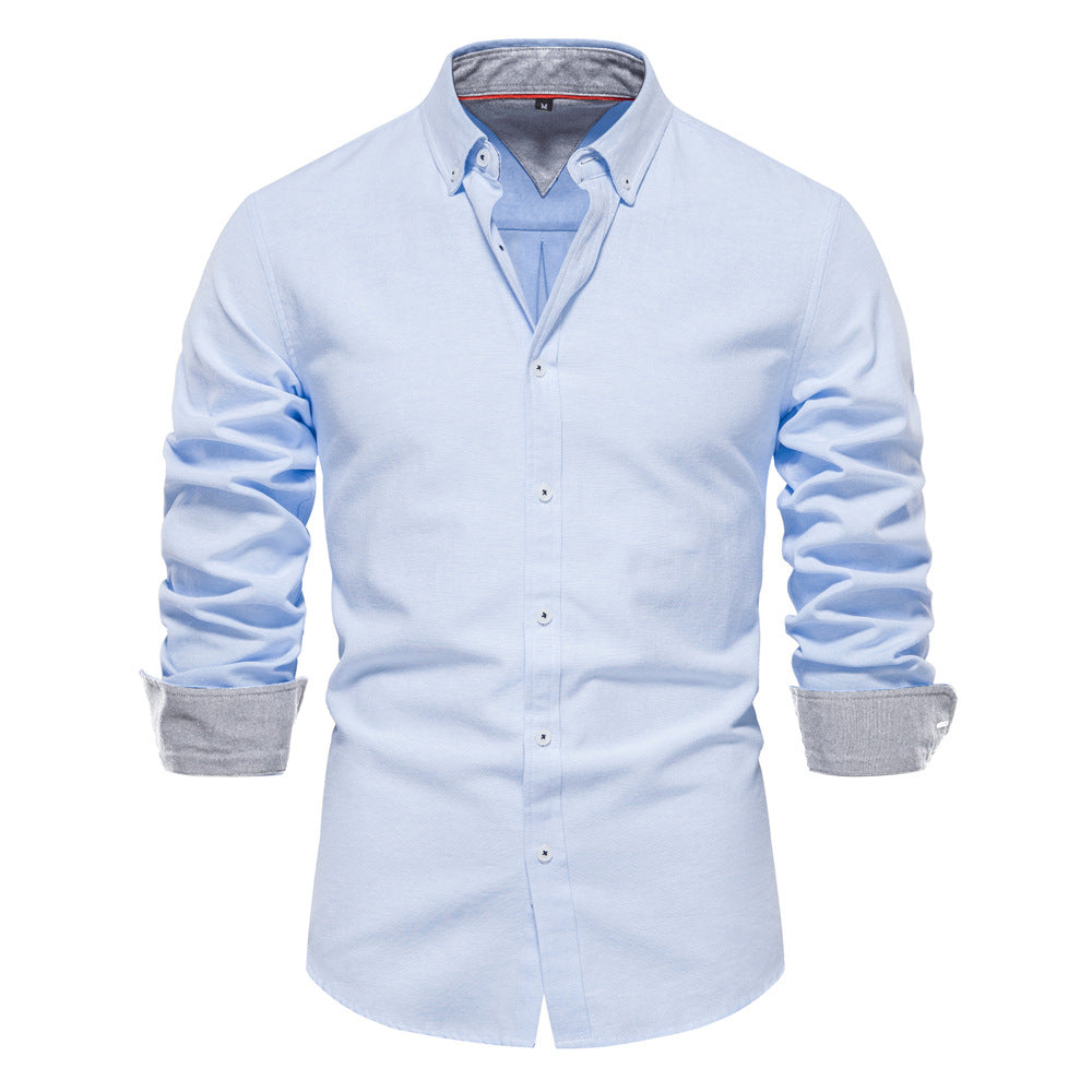 Men's Fashion Casual All-matching Solid Color Long-sleeved Top - Minihomy