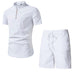 Men's Solid Color Short Sleeve Two-piece Chinese Style - Minihomy