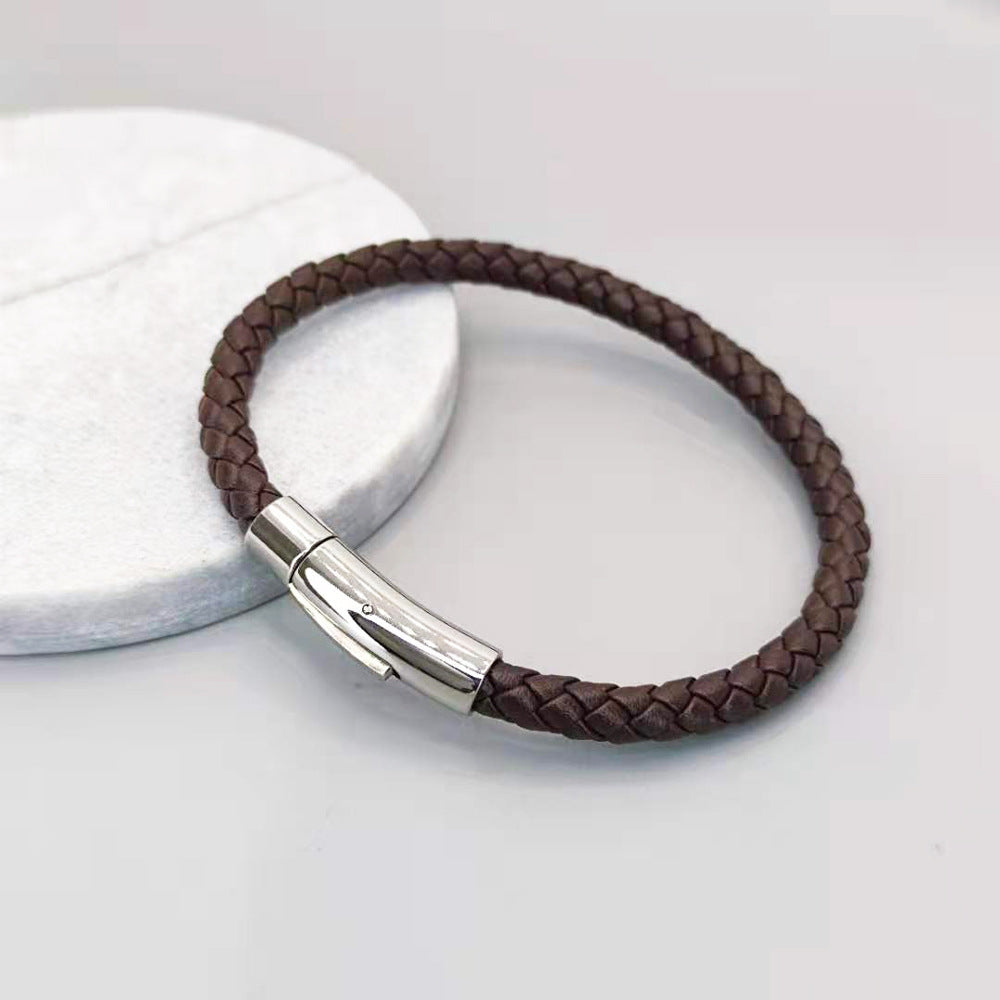 Titanium Steel Leather Braided Bracelets