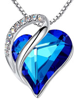 Sterling Silver Geometric Heart Shape Colorful Crystal Pendant Necklace