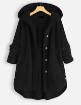 Women's Temperament Pure Color Hooded Double-sided Velvet Sweatshirt Coat