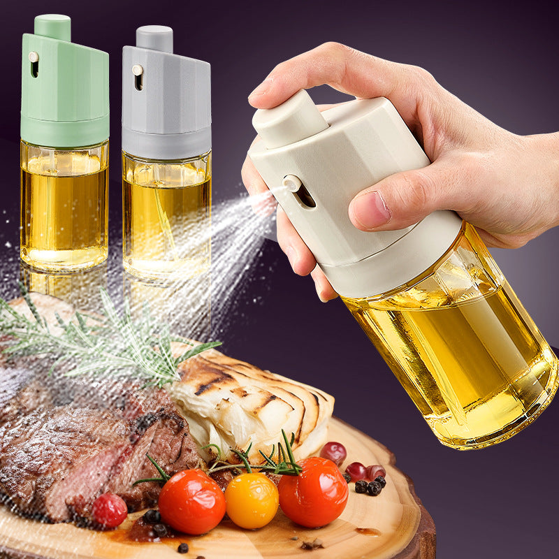 Kitchen Gadget 2-in-1 Glass Oil Bottle Press Oil Dispenser Barbecue Fuel Injector - Minihomy