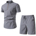 Men's Solid Color Short Sleeve Two-piece Chinese Style - Minihomy