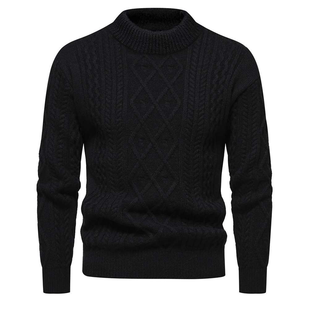 Men's Solid Color Round Neck Sweater Bottoming Shirt - Minihomy