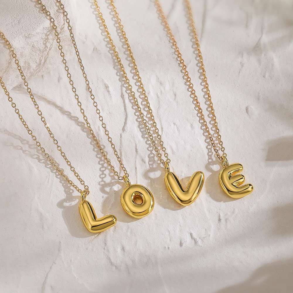 Copper Plated Gold 26 English Letters Pendant Necklace Niche Personality Clavicle Chain - Minihomy