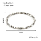 Fashion Bamboo Titanium Steel Bracelet Three Beads - Minihomy