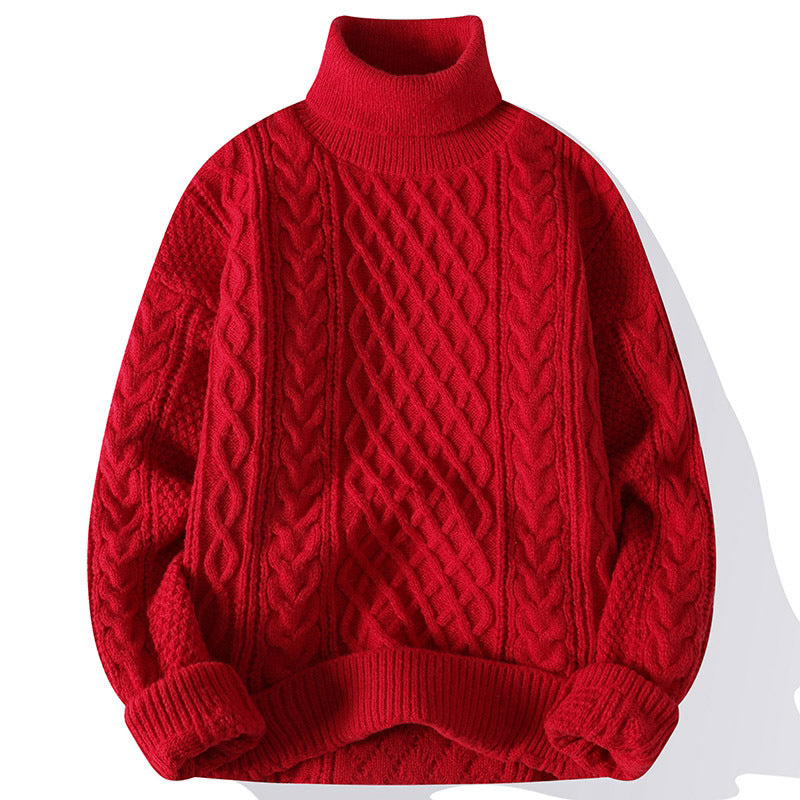 Vintage Jacquard Turtleneck Thick Sweater Men: Embrace Classic Style with a Modern Twist