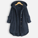 Women's Temperament Pure Color Hooded Double-sided Velvet Sweatshirt Coat