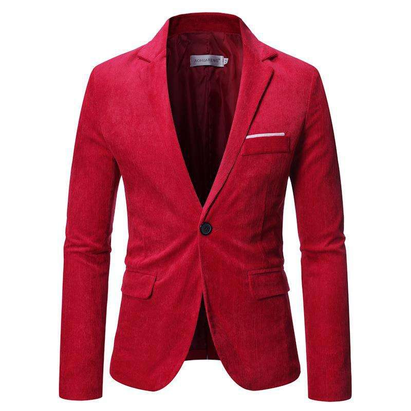 Men's Solid Color One Button Suit Coat - Minihomy