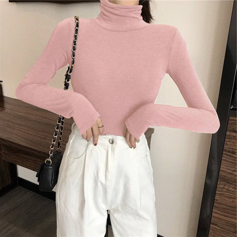 All-matching Solid Color Turtleneck Bottoming Shirt Women's Slim-fit Long Sleeve - Minihomy