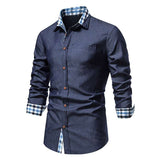 Men's Casual Denim Long-sleeved Shirt - Minihomy