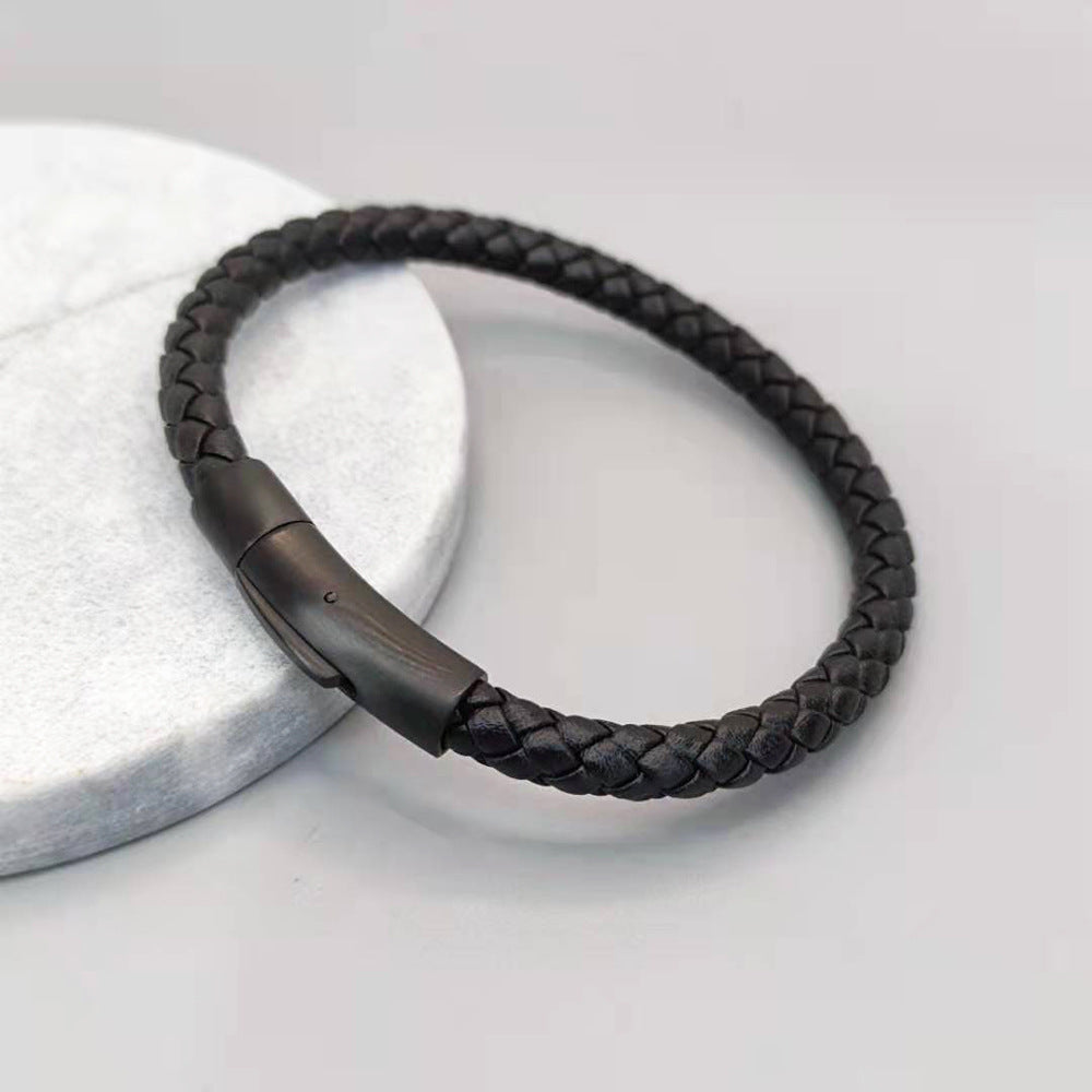 Titanium Steel Leather Braided Bracelets