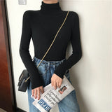 All-matching Solid Color Turtleneck Bottoming Shirt Women's Slim-fit Long Sleeve - Minihomy