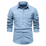 Men's Casual Denim Long Sleeve Shirt - Minihomy