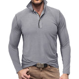 Men's Henley Shirt Lapel T-shirt Top - Minihomy