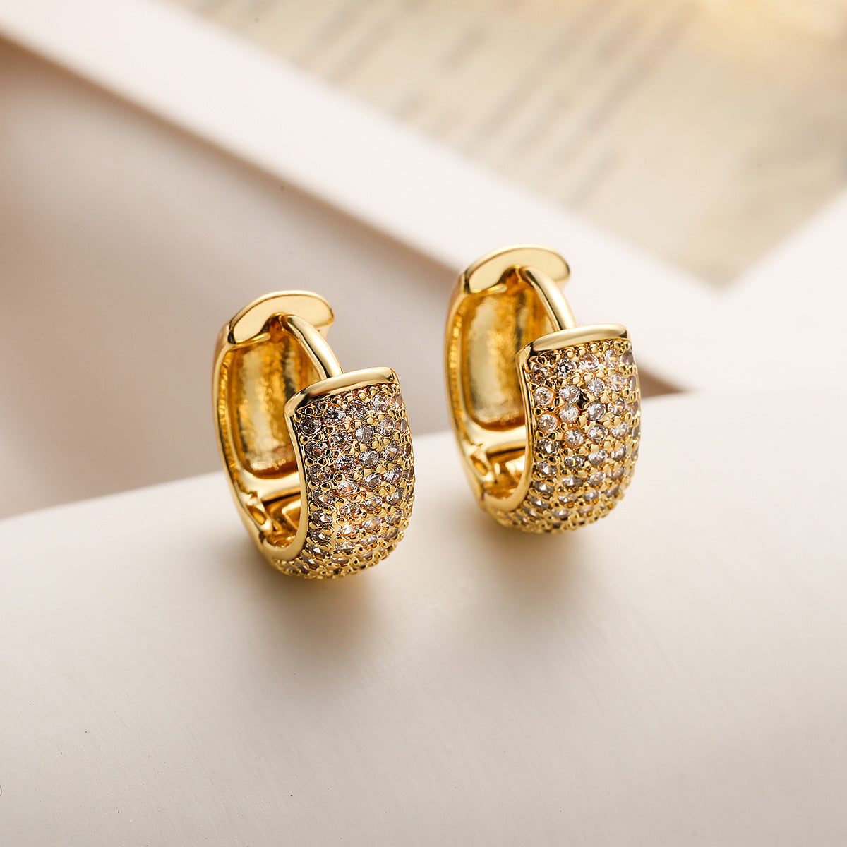 Real Gold Zircon Copper Plated Mini Earring for Women