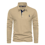 Men's Casual Polo Collar Deer Embroidered Long Sleeve - Minihomy