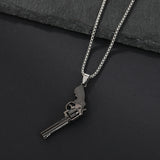 Titanium Steel Revolver Pendant Personality Denim Necklace: Unleash Your Bold Style