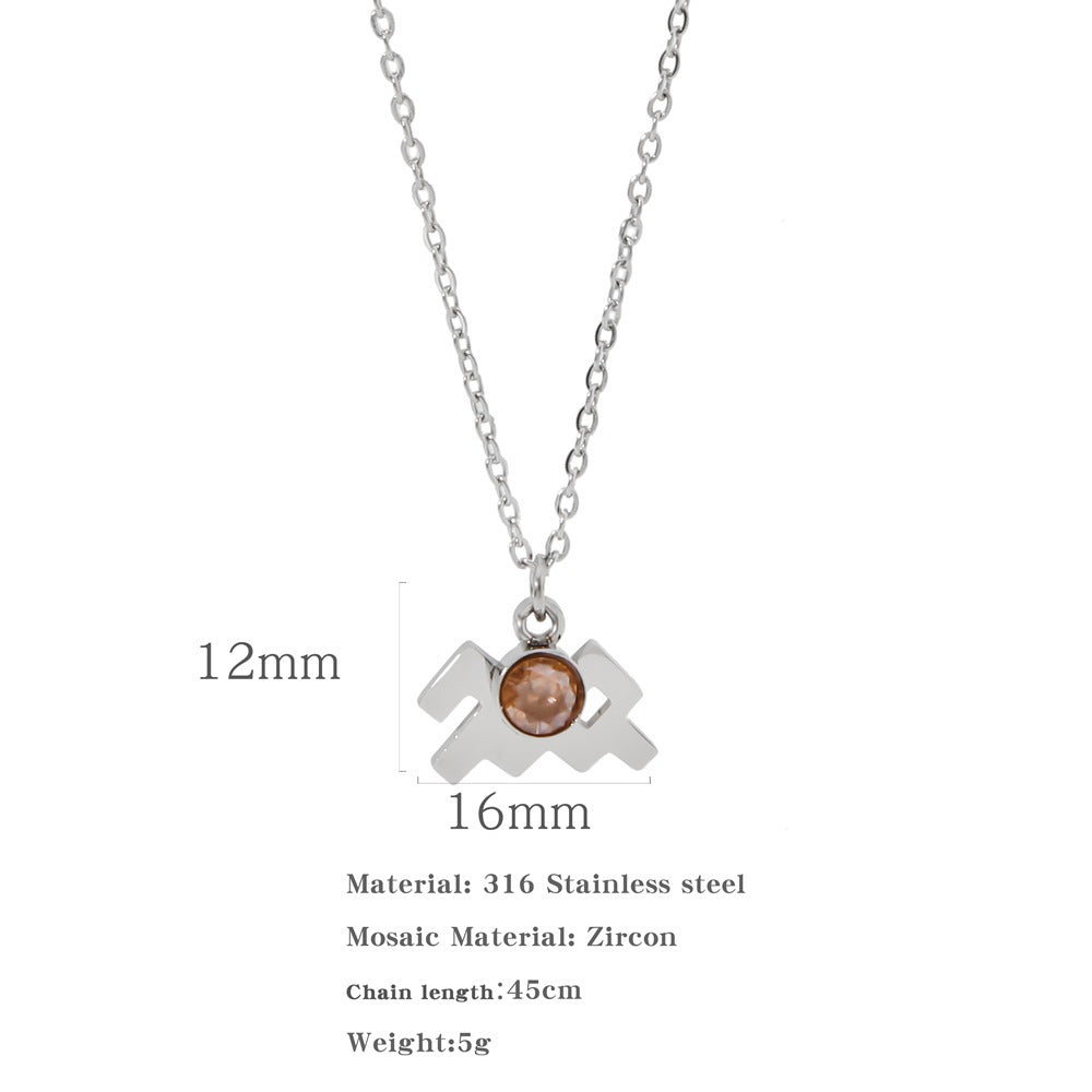 Necklace Stainless Steel Zircon Ornament: Adorn Yourself with Celestial Elegance - Minihomy