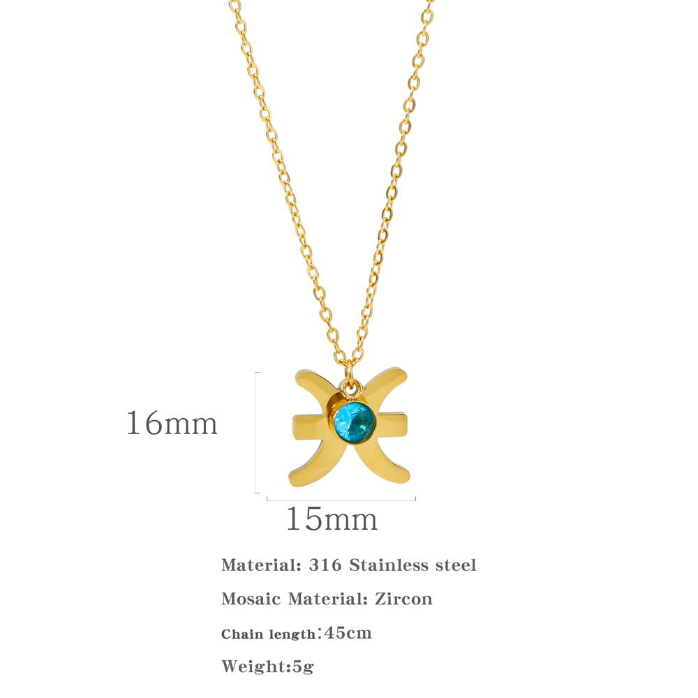 Necklace Stainless Steel Zircon Ornament: Adorn Yourself with Celestial Elegance - Minihomy