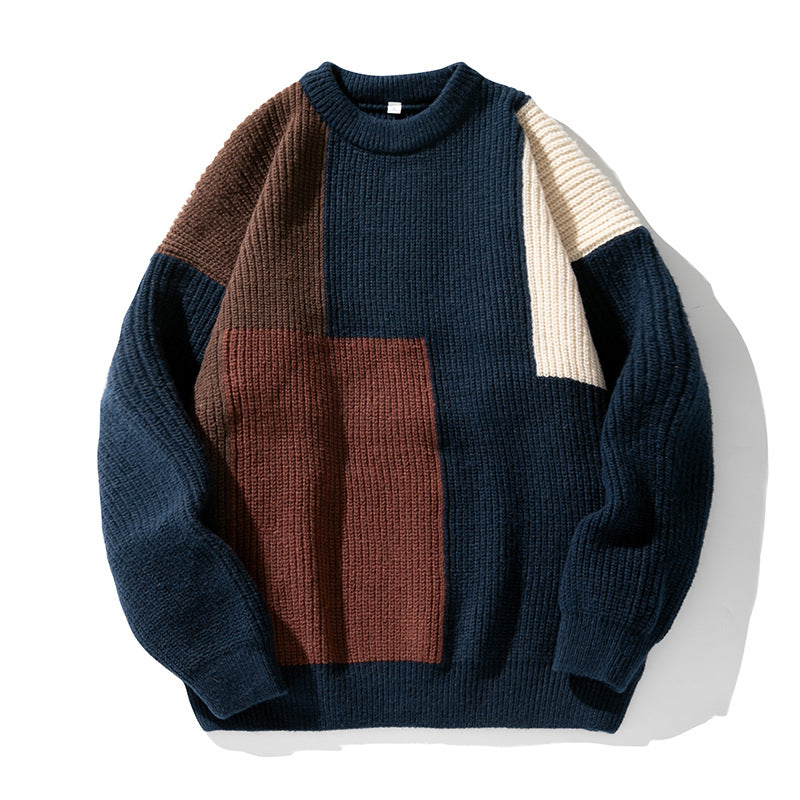 Color Block Stitching Design Knitwear Sweater For Men: Stylish Comfort for Modern Gentlemen - Minihomy