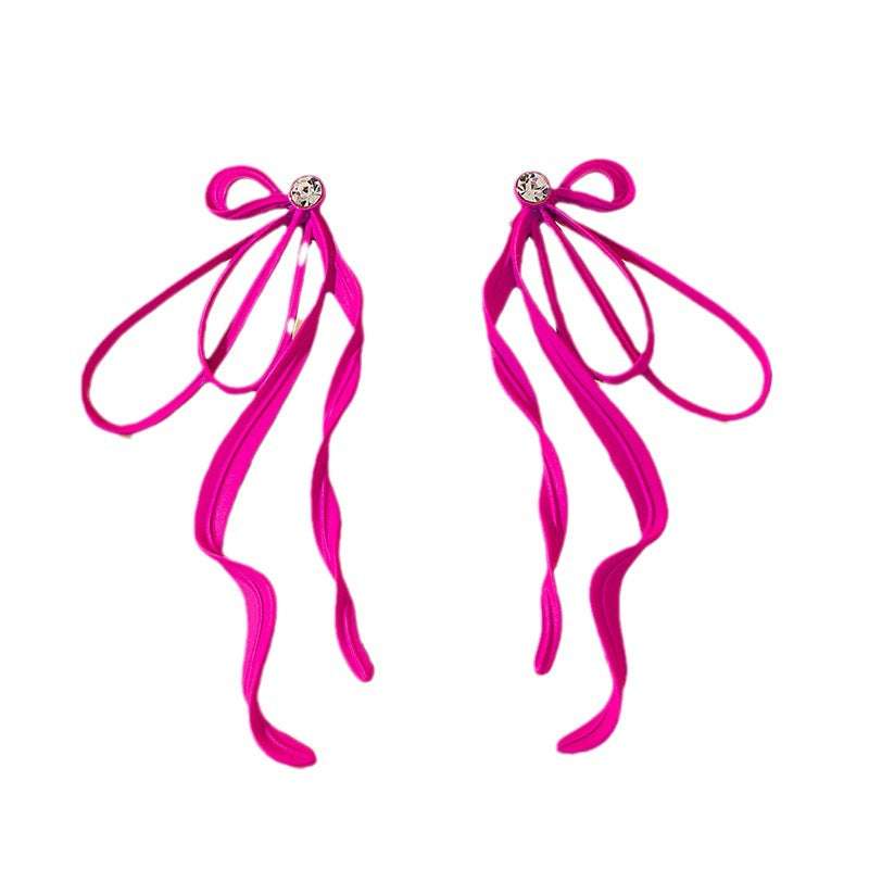 Irregular Large Bow Earrings For Women Tassel Streamer - Minihomy